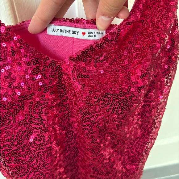 Y2K Lucy in the Sky Fuchsia Sequin Dress - Picture 2 of 6